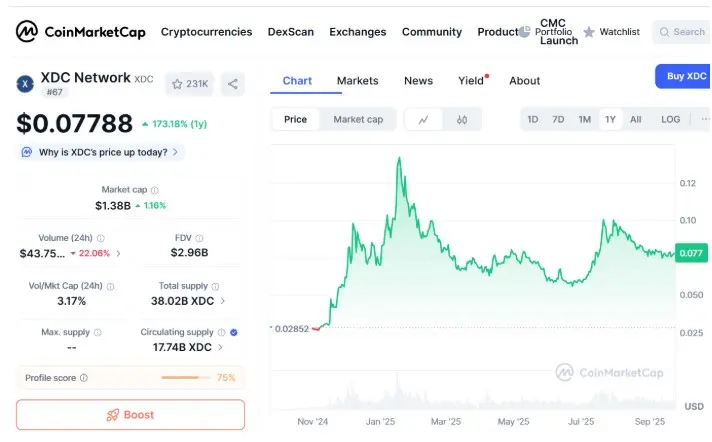 XDC on CMC