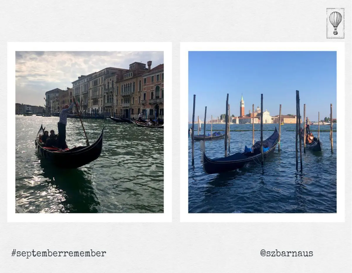 Venice sights with gondolas and buildings in the background