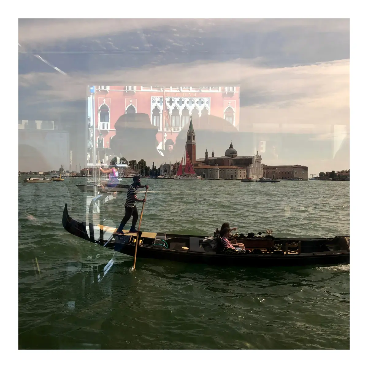 Venice reflection with gondola