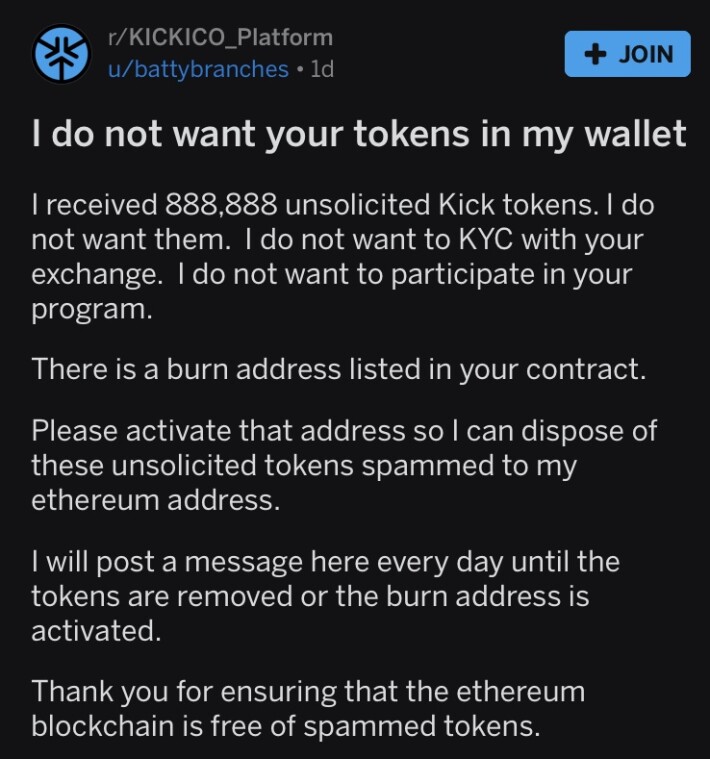 Redditor Shows Dislike