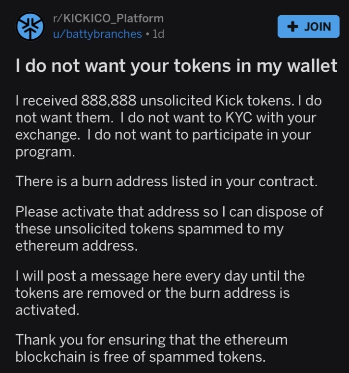 Redditor Shows Dislike