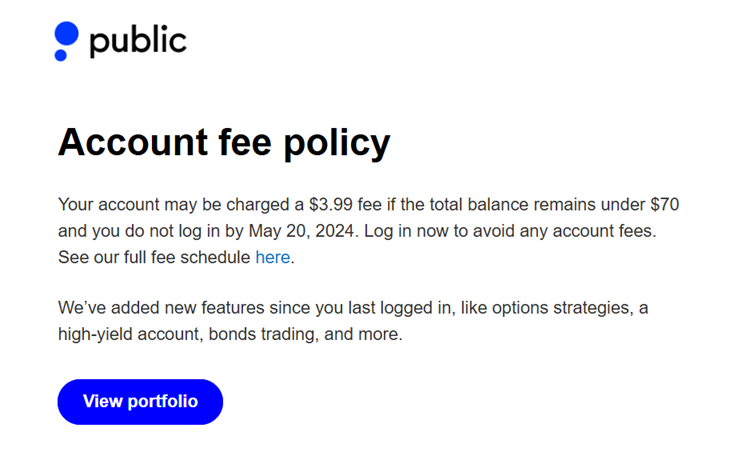 The email, received on May 12, 2025, oddly sets a May 20, 2024 login deadline to avoid fees