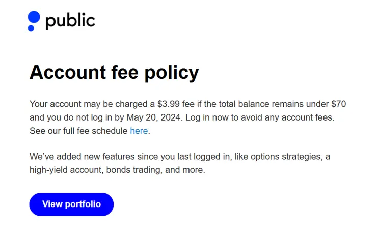 The email, received on May 12, 2025, oddly sets a May 20, 2024 login deadline to avoid fees