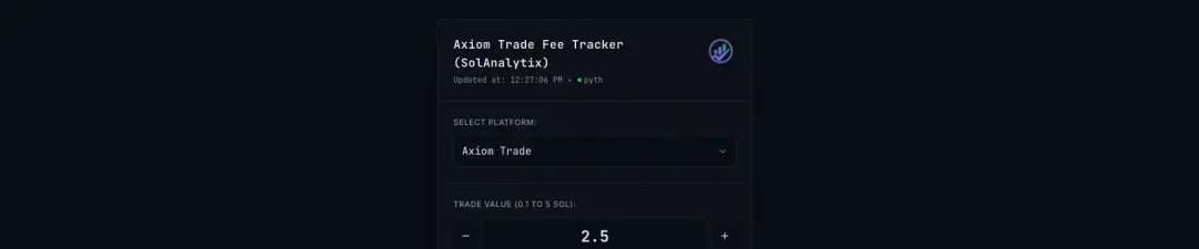 A free third-party Solana fee tracker. The tool helps traders estimate on-chain, platform and bribe fees, across leading DeFi tools such as; Axiom Trade, Padre, GMGN and Photon. Independent. Educational. No affiliation to Solana.
