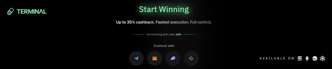 Terminal (formerly Padre), offers some of the lowest fees in crypto trading. Using a verified invite code unlocks a 35% cashback instead of the standard 10%. This helps new and active traders save significantly over time. A verified partner link guarantees instant access, wallet setup and full platform features. Some of these features include; multi-chain trading, limit orders, Twitter alerts and real-time wallet tracking. Using a legitimate code ensures maximum savings and avoids fake or non working codes.