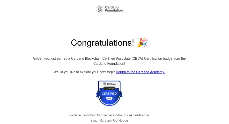 Cardano Blockchain Certified Associate Badge