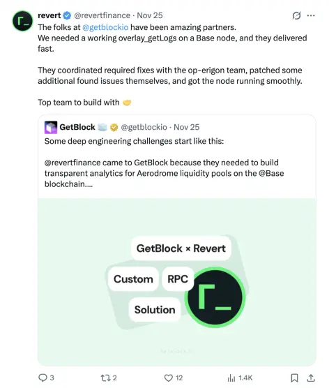 Revert Finance's tweet about GetBlock partnership