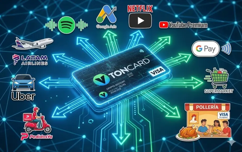 imagen that perfectly ilustrates how practical is TONCARD for virtual al physical expenses