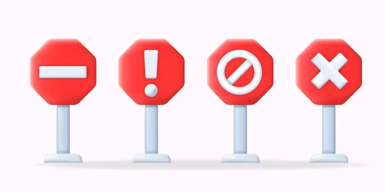 Common mistakes warning icons (red alerts).