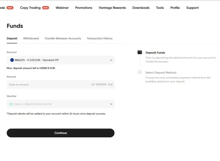 How To Use Vantage Markets Deposit