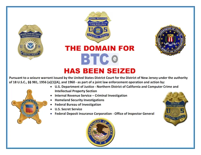 Banner of the seized BTC-e domain