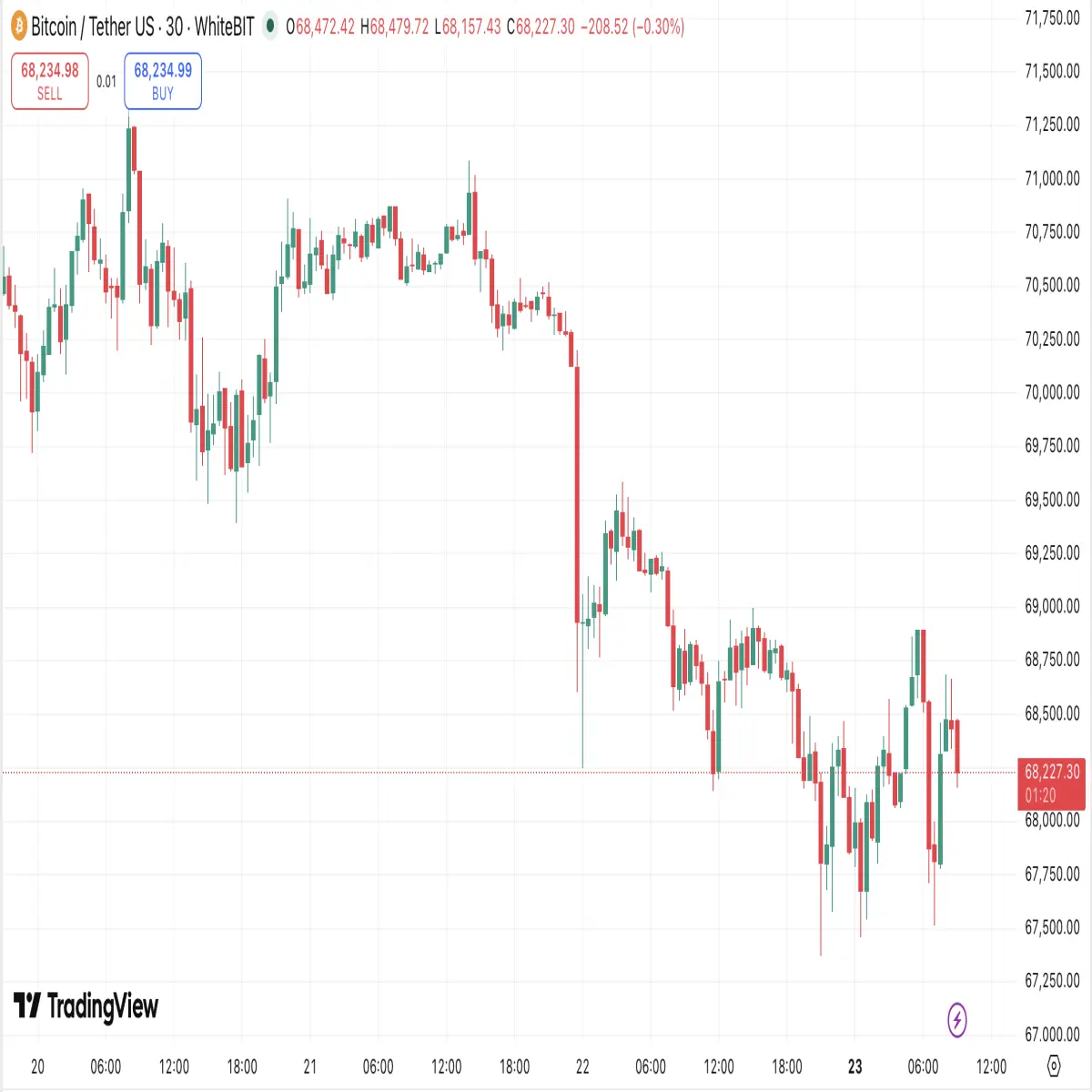 WhiteBIT Chart (5D): BTC / USDT