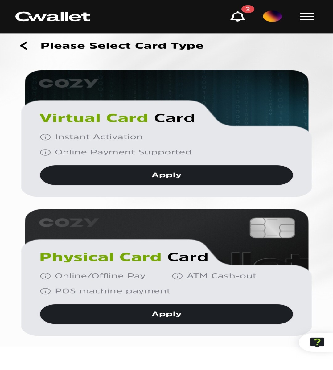 Cwallet Visa Credit card