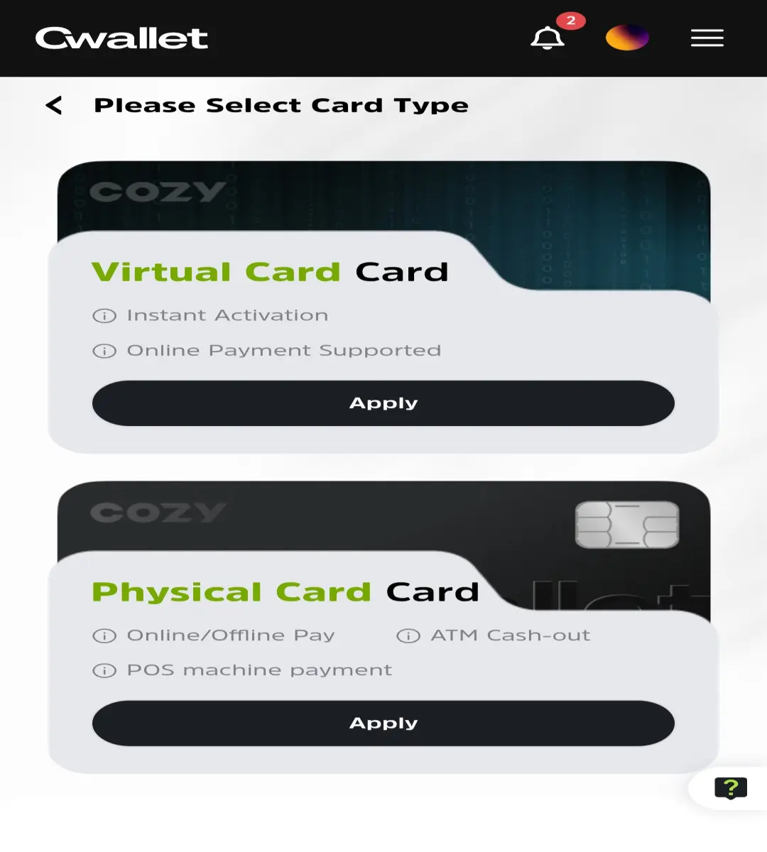 Cwallet Visa Credit card