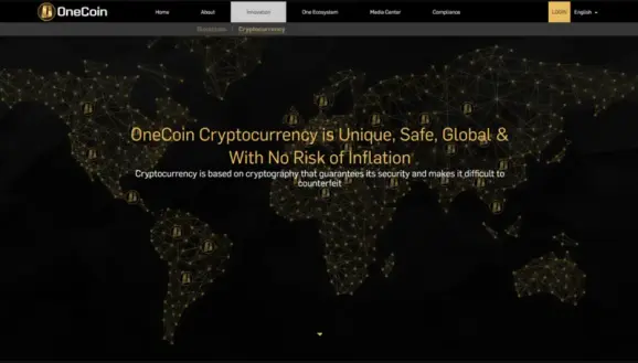 Landingpage of OneCoin (currently not reachable)