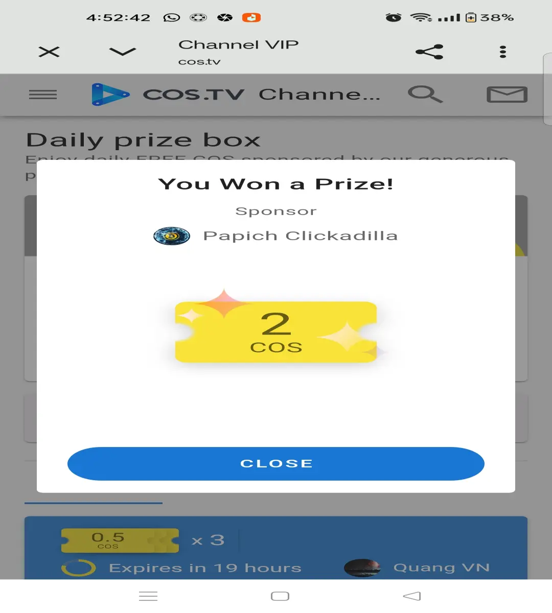 My First 2 COS Reward on COS.TV
