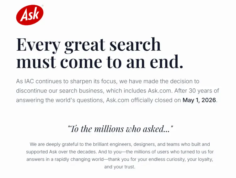Ask.com ha cerrado
