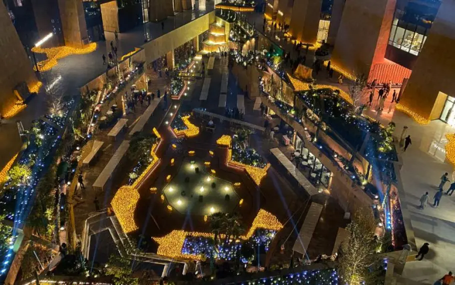 Via Riyadh opening gala, Riyadh Season 2023, Saudi Arabia. Production design: Patrick Larsen / Studio Bound, in collaboration with Five Currents and Dragone. Performer: John Legend.