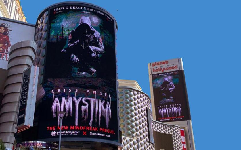 Amystika, Planet Hollywood Resort and Casino, Las Vegas. Production design: Patrick Larsen / Studio Bound. Dark theatrical spectacular, Criss Angel / Franco Dragone production. Designed for extended Las Vegas run.