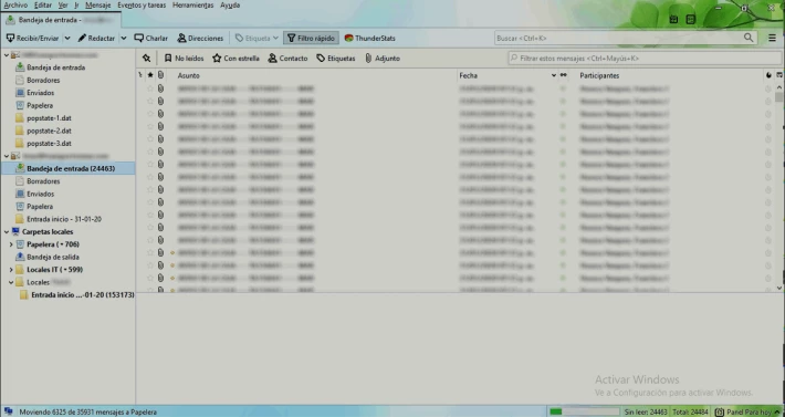 Interfaz de Thunderbird
