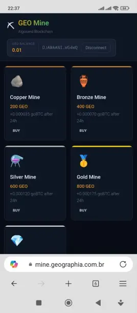geo mines stake GEO and earn goBTC algorand blockchain