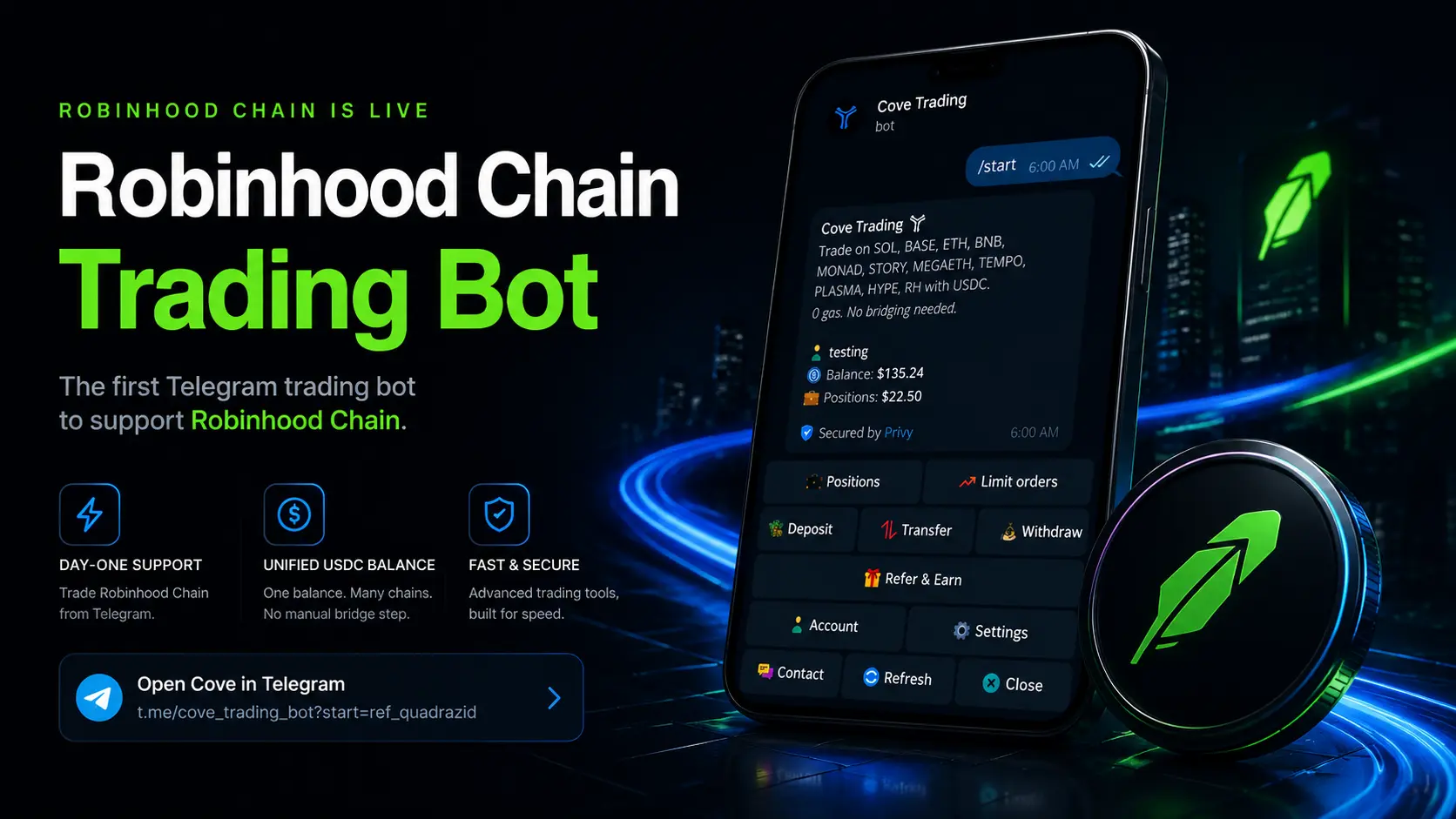 which telegram bot supports robinhood chain