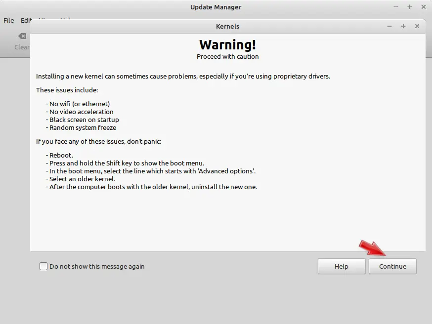 Linux Warning message