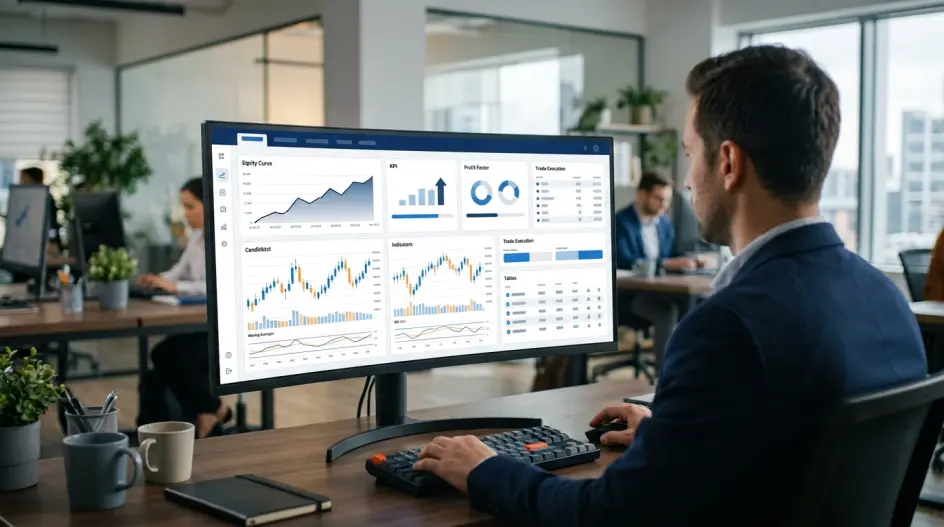 Premium white-and-blue trading dashboard