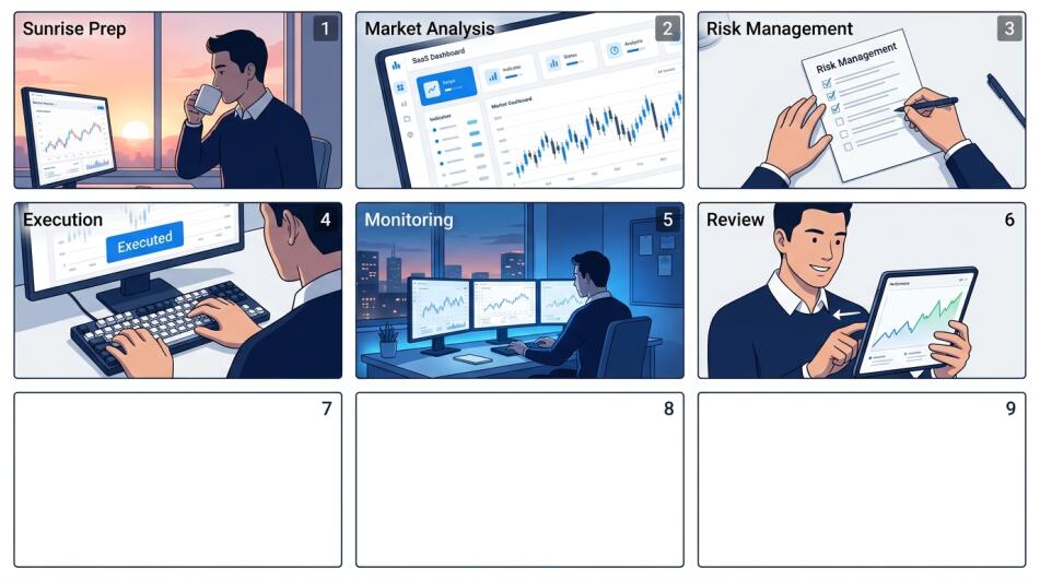 Professional trader reviewing statistics