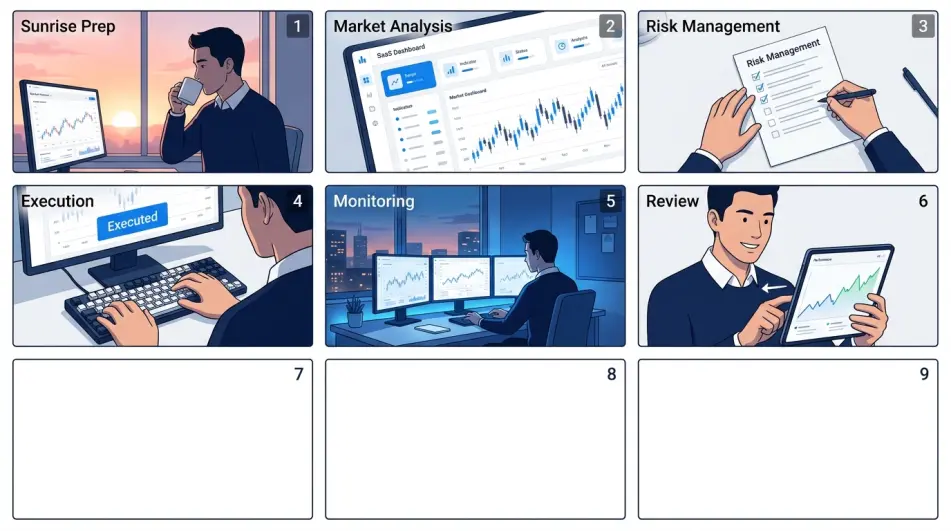 Professional trader reviewing statistics