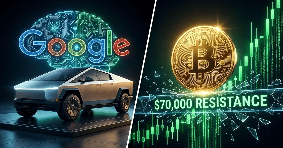 esla Cybertruck, Google AI logo, and Bitcoin breaking resistance