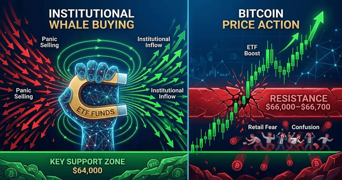 Financial chart showing Bitcoin price action hitting key resistance zone.