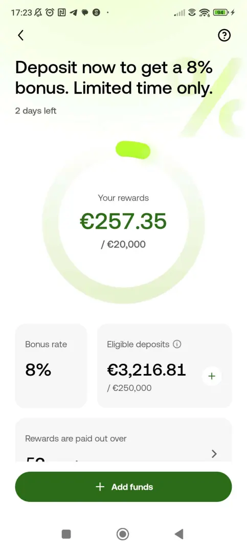 Deposit bonus