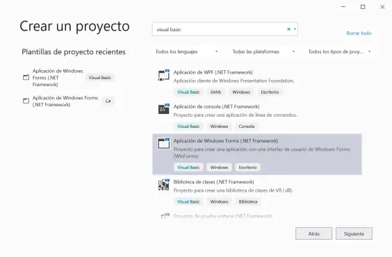 Crear aplicación Windows usando VB.NET