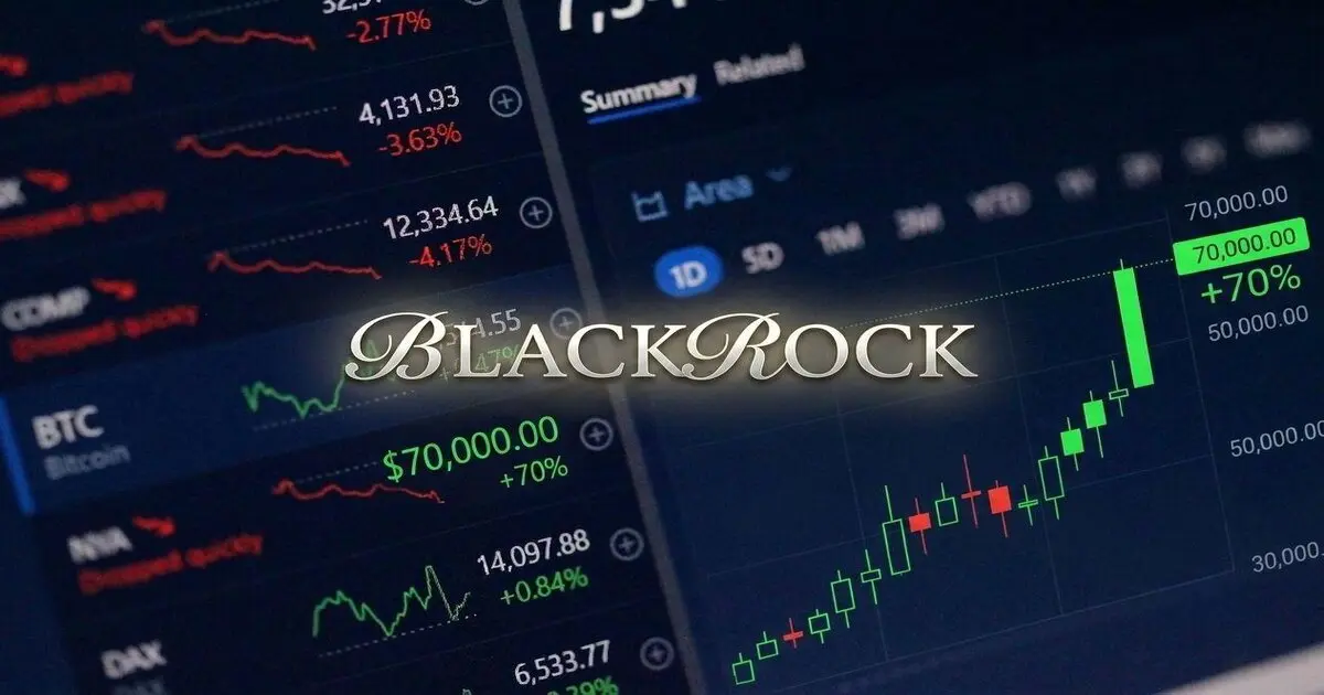 BlackRock crypto bull charging up a $70K price chart.