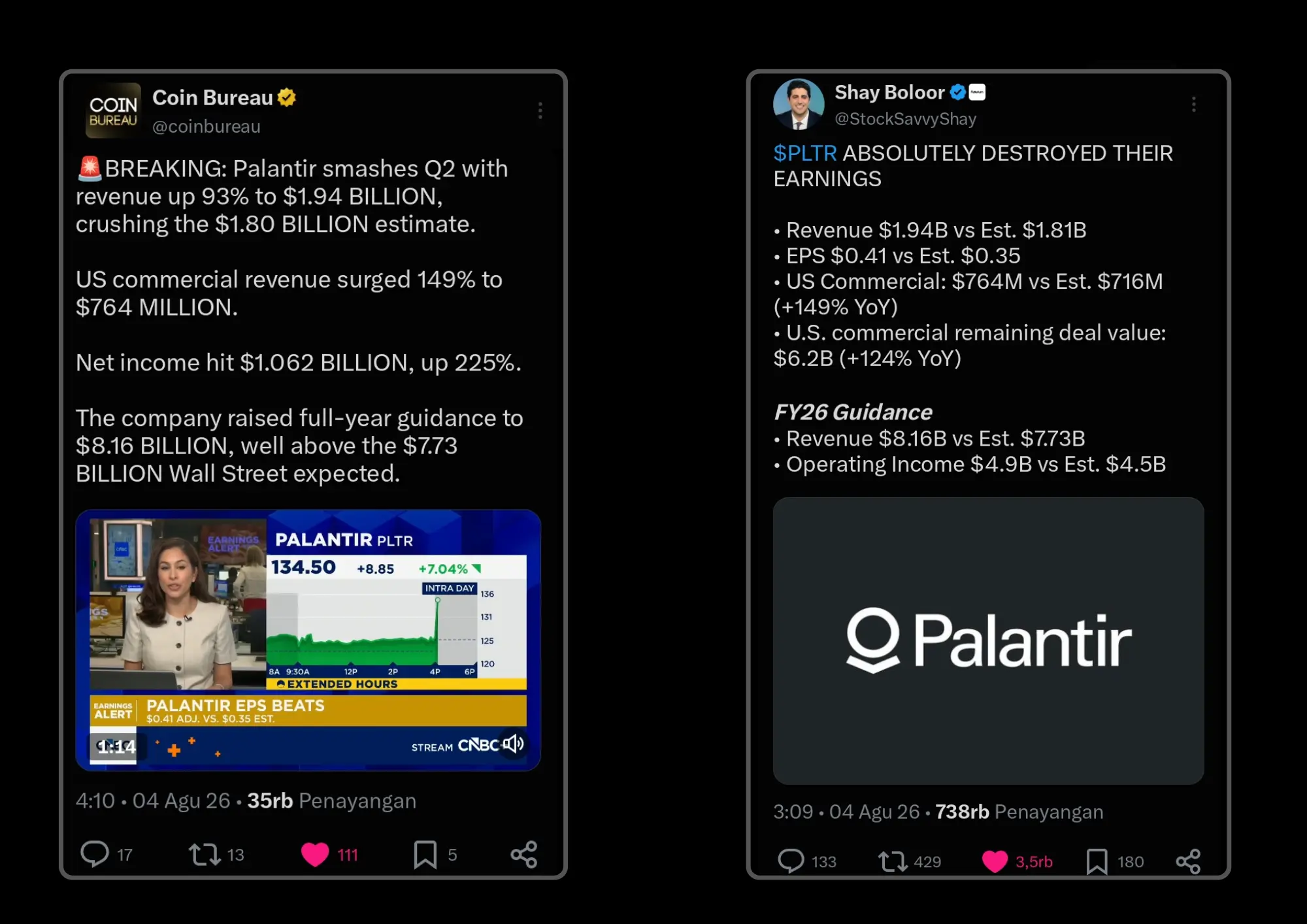 News stock palantir