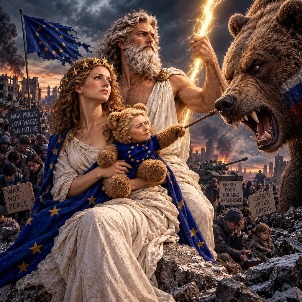 Little bear (Ursula) poking big bear (Russia)