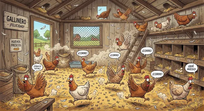 Gallinas corriendo