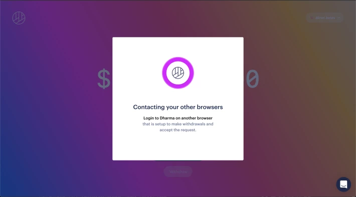 notification of contacting other browsers on dharma.io