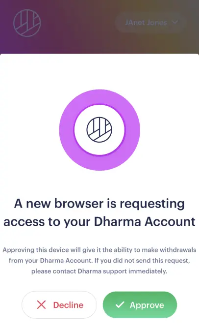 screenshot of the dharma.io app