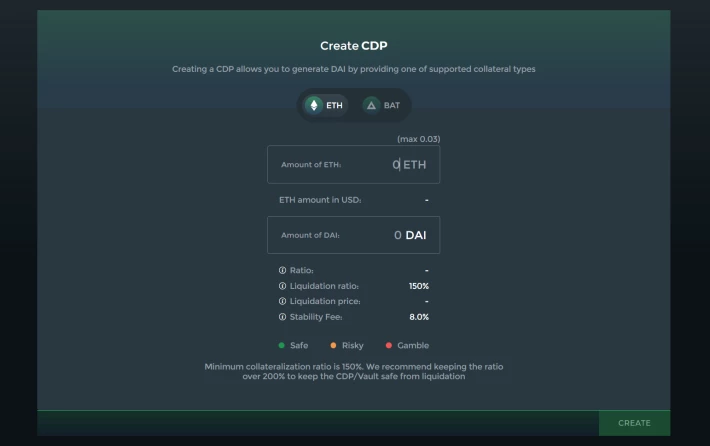 Creating a CDP at DeFi Saver