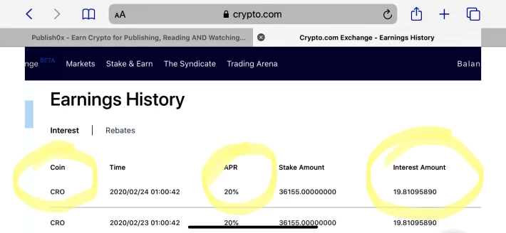 Reward for 35.000 CRO IN STAKING
