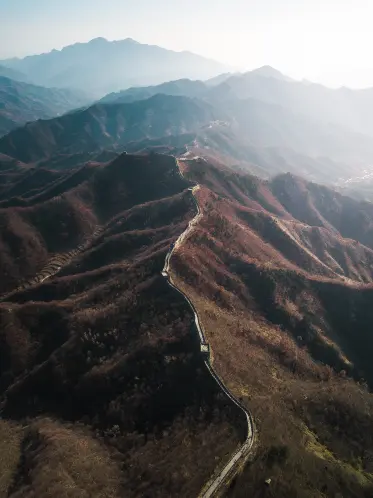 Drone image of The Great Wall of China.
