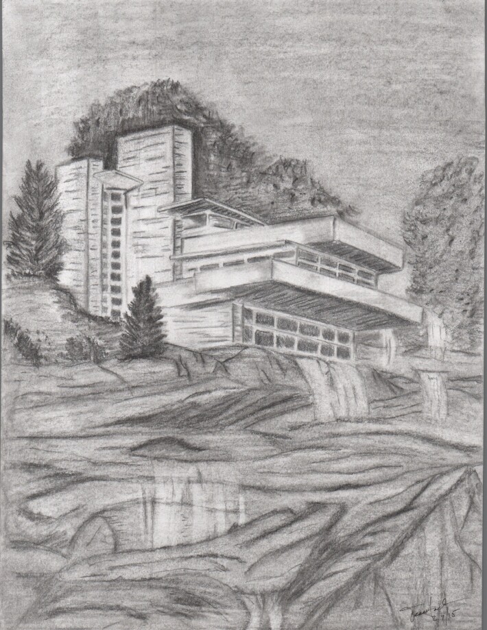 Falling Water - Drawing