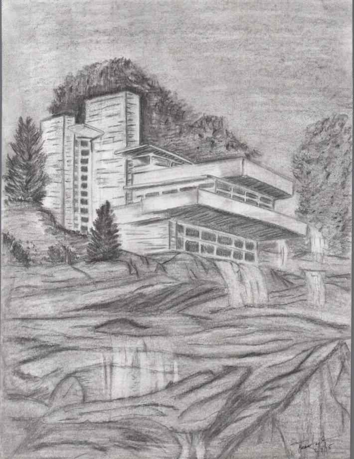 Falling Water - Drawing