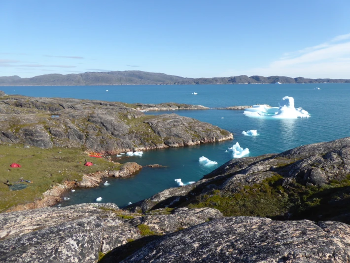 The icebergs at the entrance to our camp