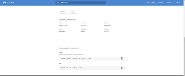 Spotify info on Flathub