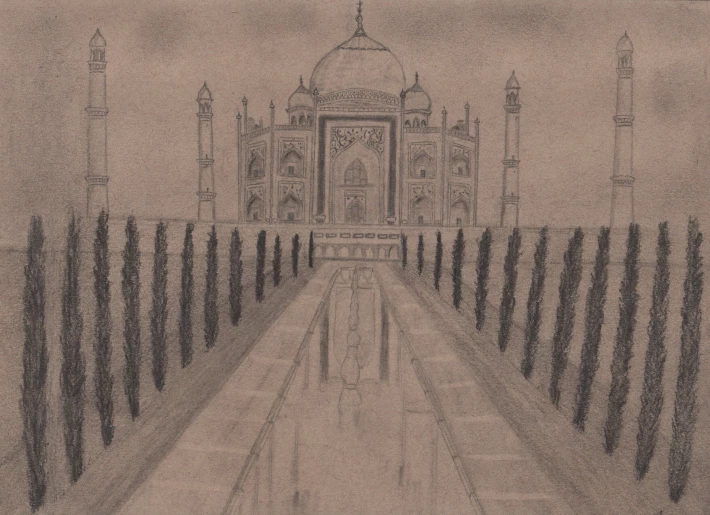 Taj Mahal - Pencil Drawing