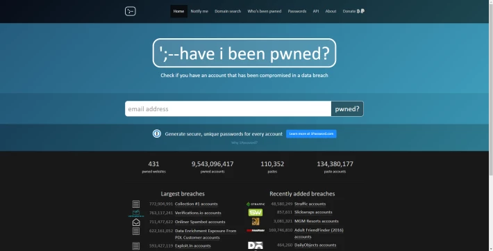 mainInterfaceHaveIBeenPwned