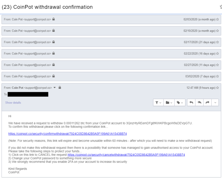 Email WD Confirmations